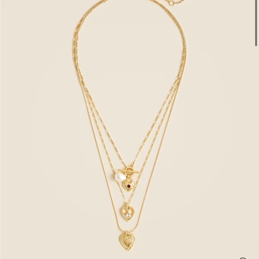 J crew Layered heart necklace